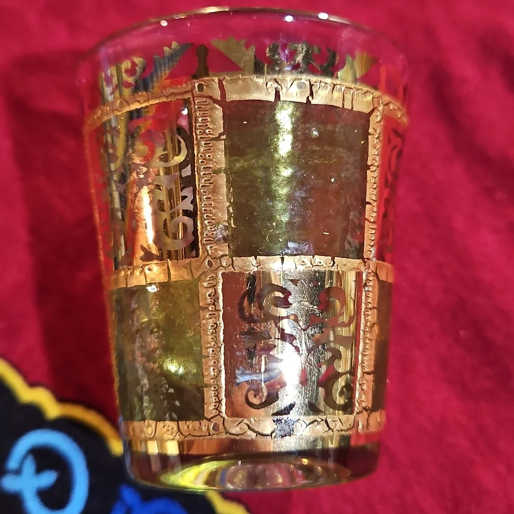 Culver Prado Shot Glasses 22k Gold “Stained Glass